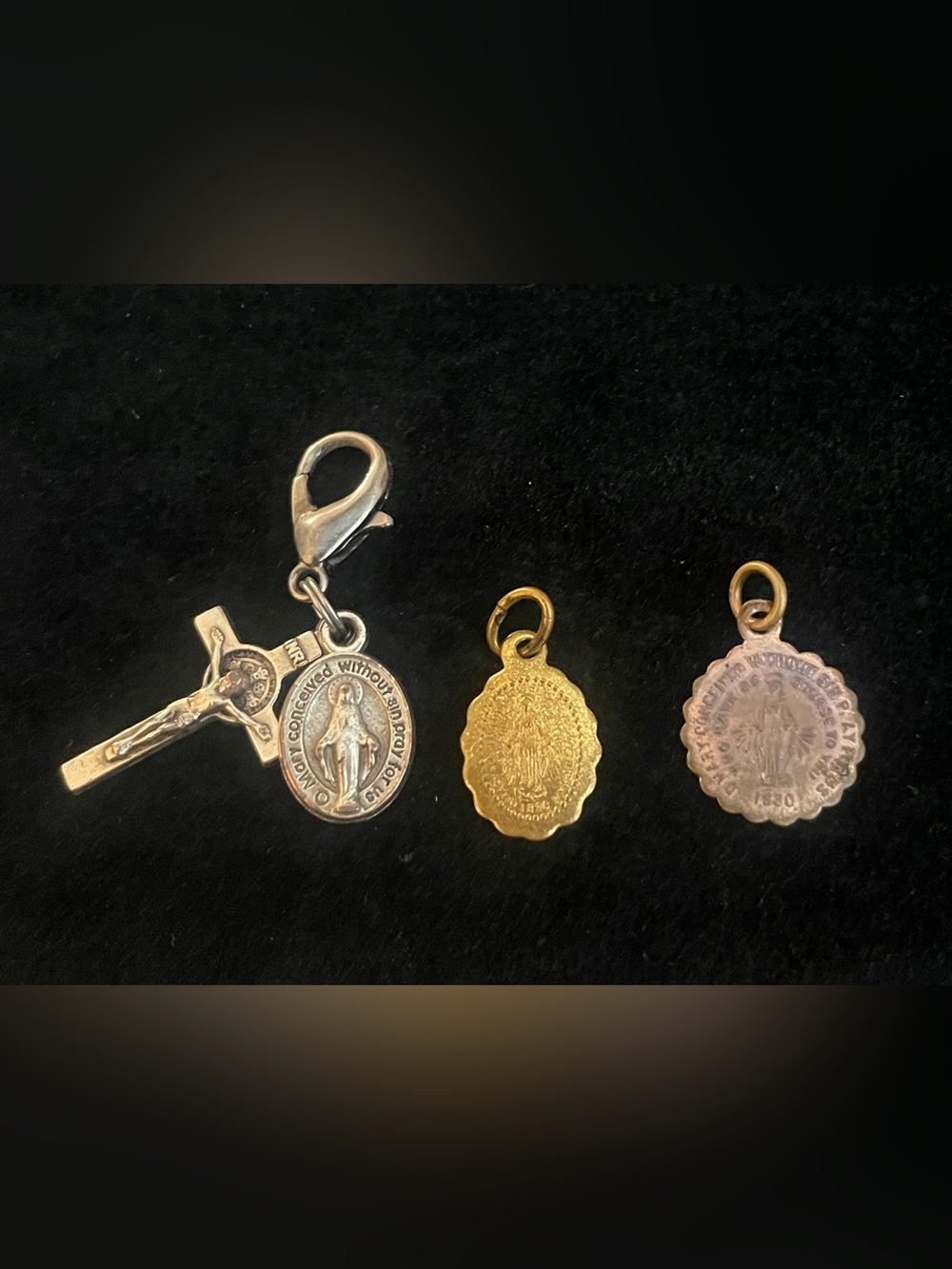 Lot of 3 Antique Miniature tiny religious pendants!
